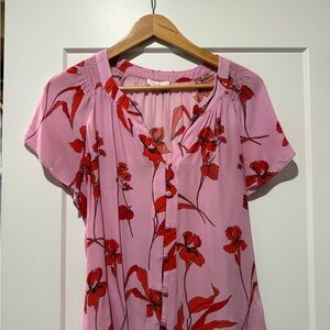 Parker Pink and Red Floral Blouse